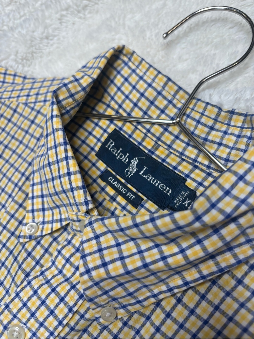 Ralph Lauren Yellow & Blue Tattersall Plaid ButtonDown Classic Fit Shirt